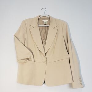 Creamy Beige, Lined Blazer Women's Jacket, Size 16